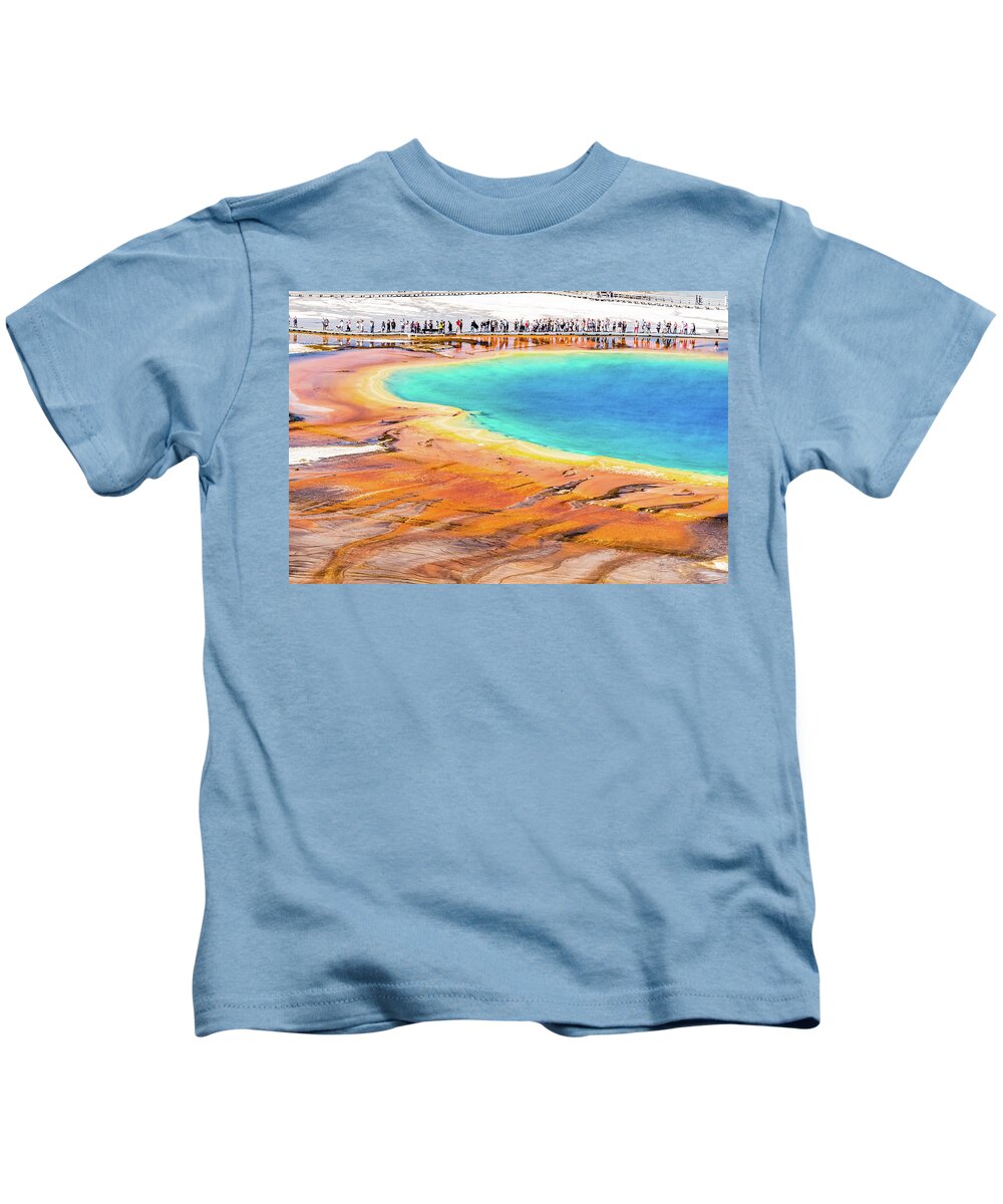 Yellowstone Kids T-Shirt featuring the photograph Grand Prismatic Spring #3 by Alberto Zanoni
