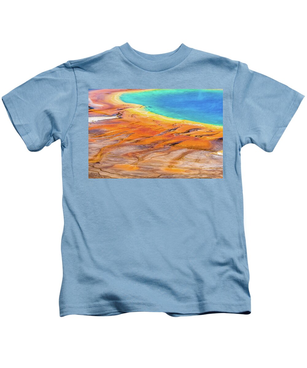 Yellowstone Kids T-Shirt featuring the photograph Grand Prismatic Spring in Yellowstone by Alberto Zanoni