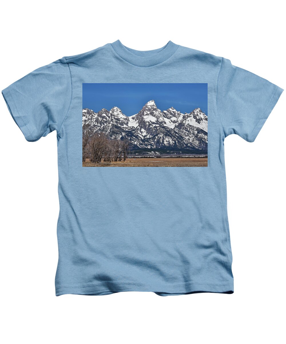 Landscape Kids T-Shirt featuring the photograph Grand Tetons by Jermaine Beckley
