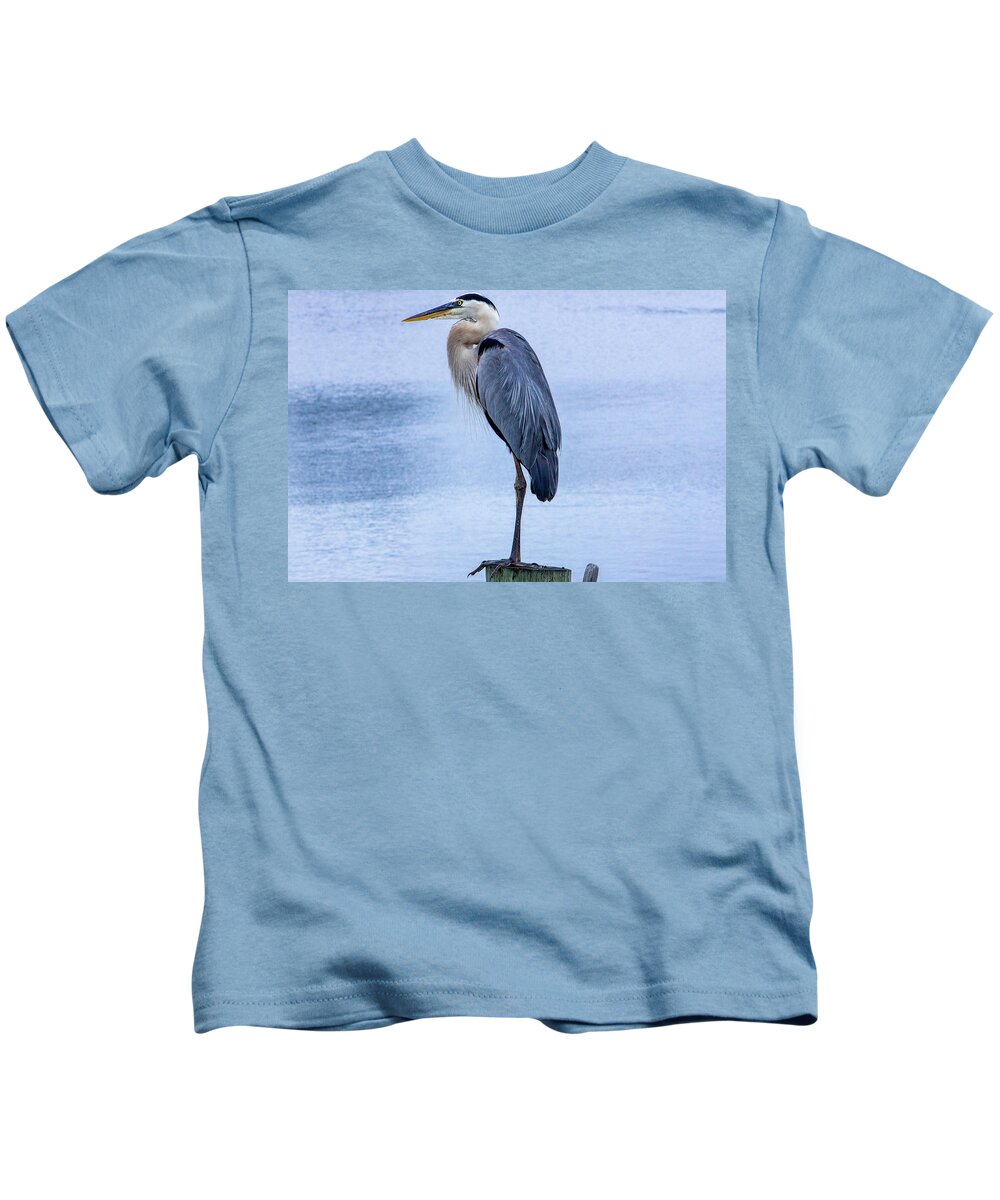 Great Blue Heron Kids T-Shirt featuring the photograph Great Blue Heron by Blair Damson