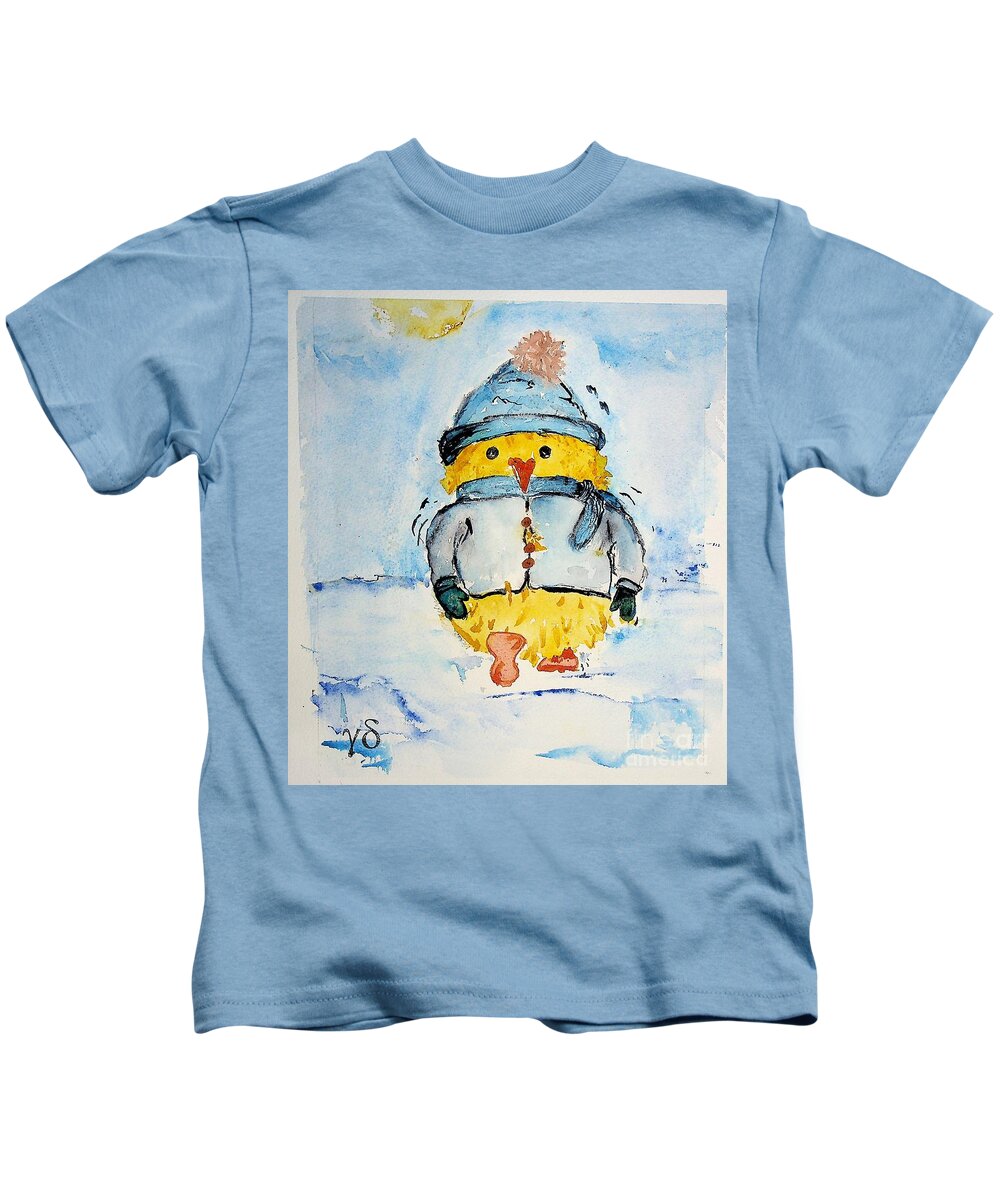 Happy Kids T-Shirt featuring the painting Happy Duckie Winter 2 by Valerie Shaffer