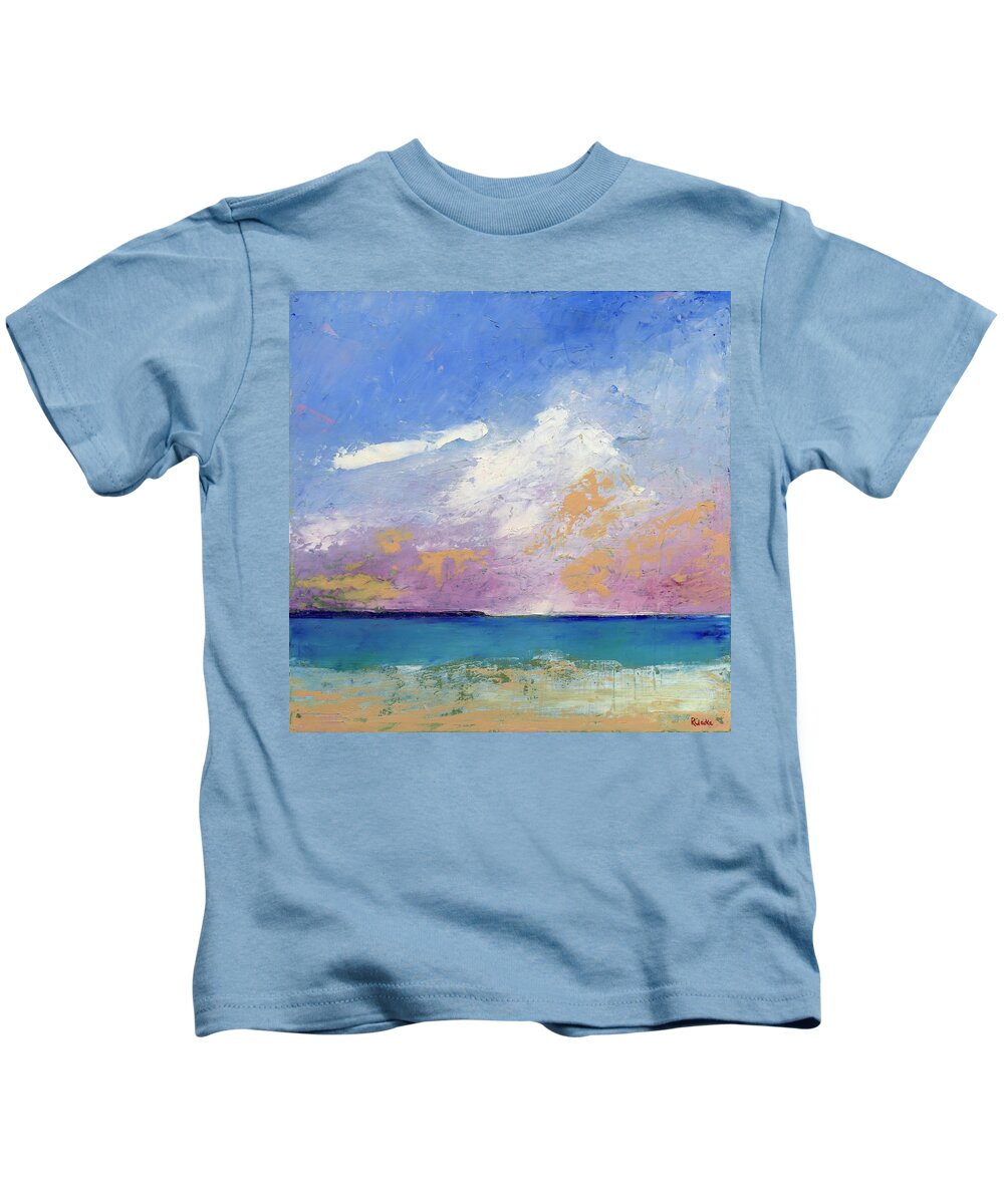 Headland Kids T-Shirt featuring the painting Headland by Roger Clarke