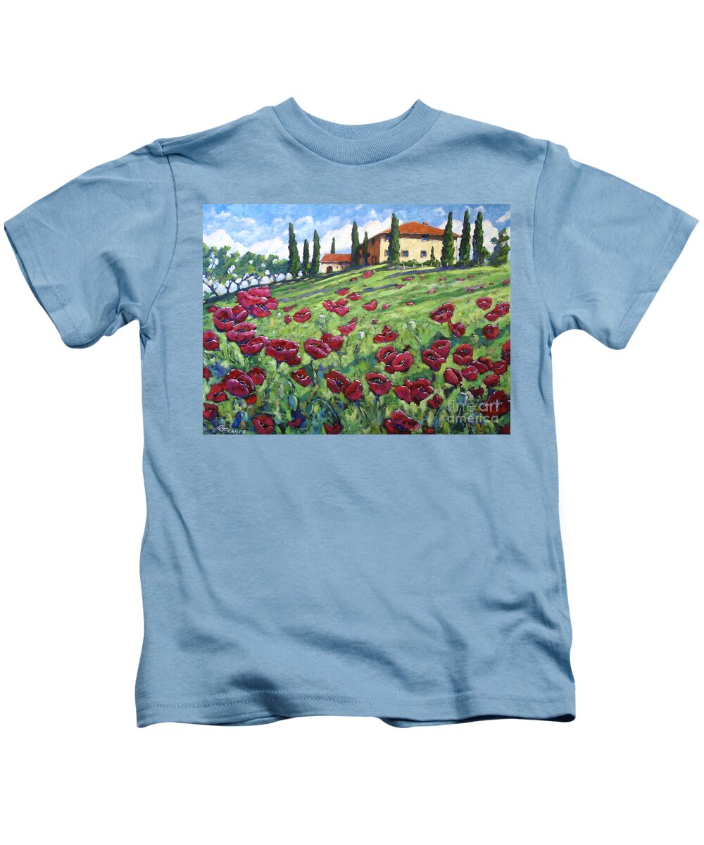 Painting Kids T-Shirt featuring the painting I Love Tuscany by Richard T Pranke