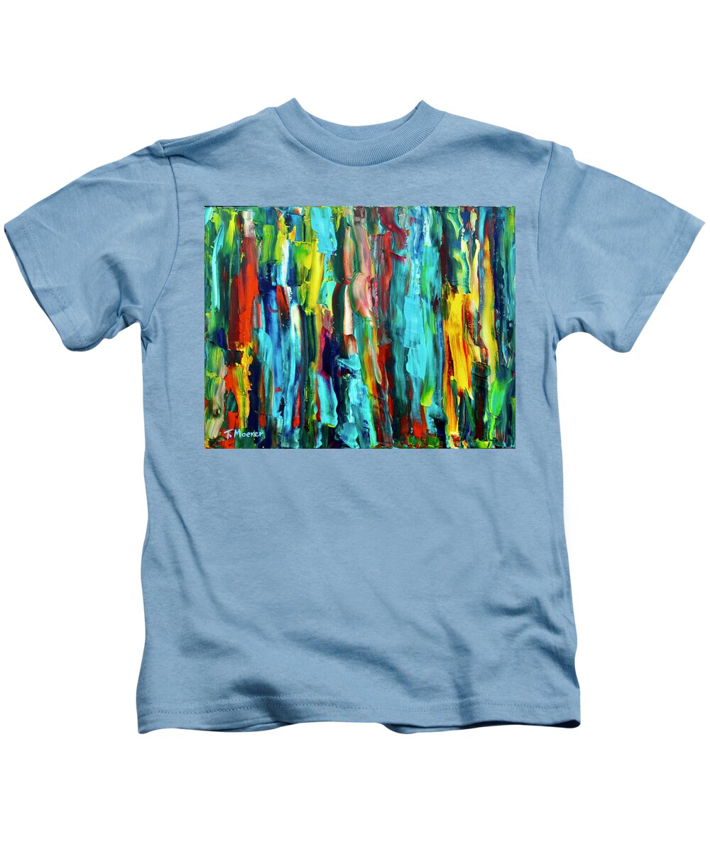 Turquoise Kids T-Shirt featuring the painting In The Depths 2 by Teresa Moerer