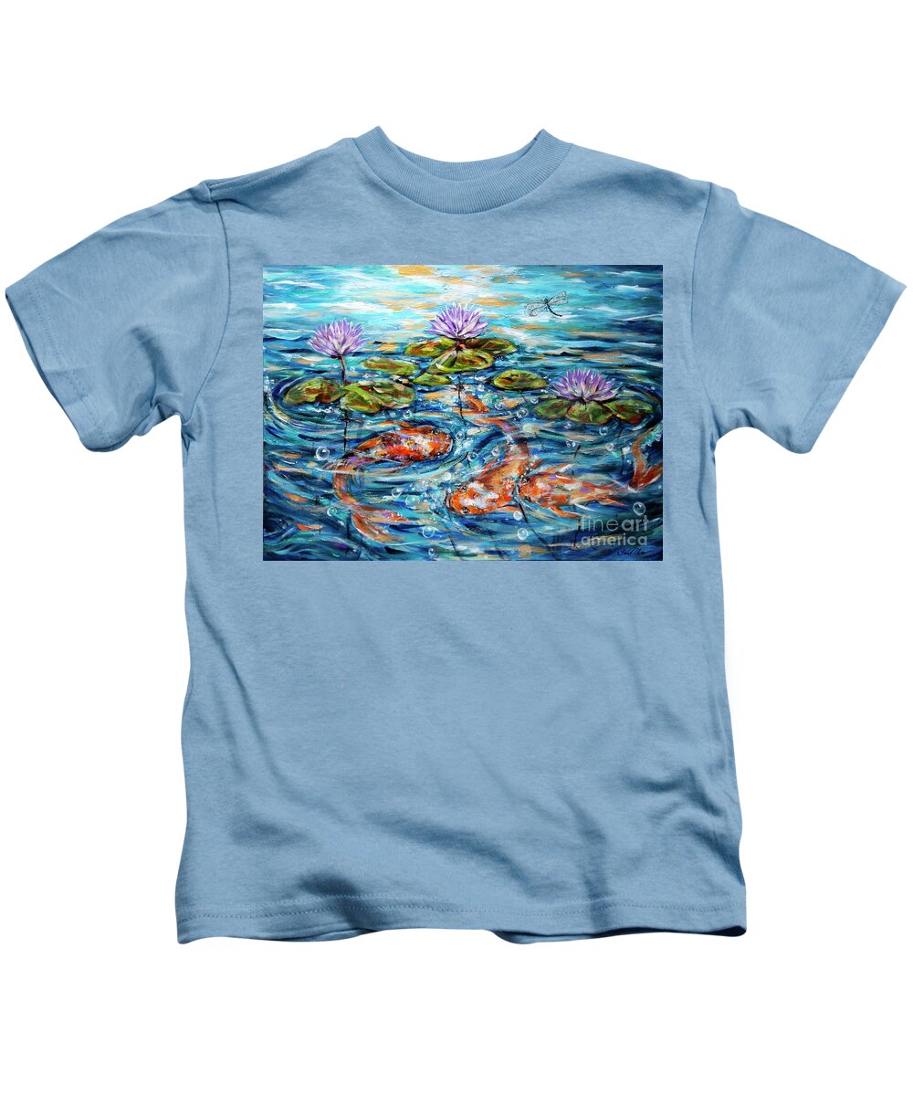 Beach Kids T-Shirt featuring the painting Koi Waltz by Linda Olsen