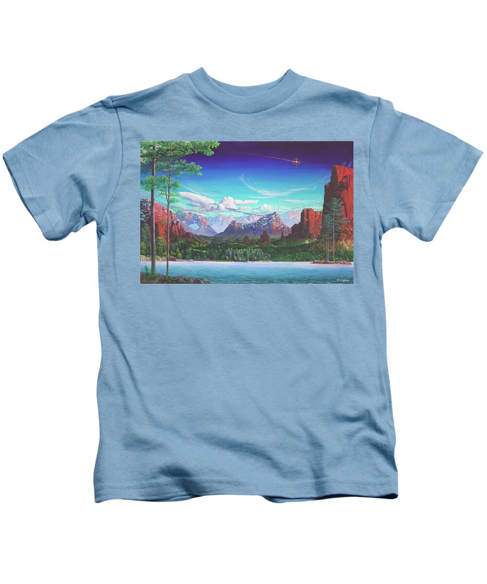 Meteor Kids T-Shirt featuring the painting Meteor by Michael Goguen
