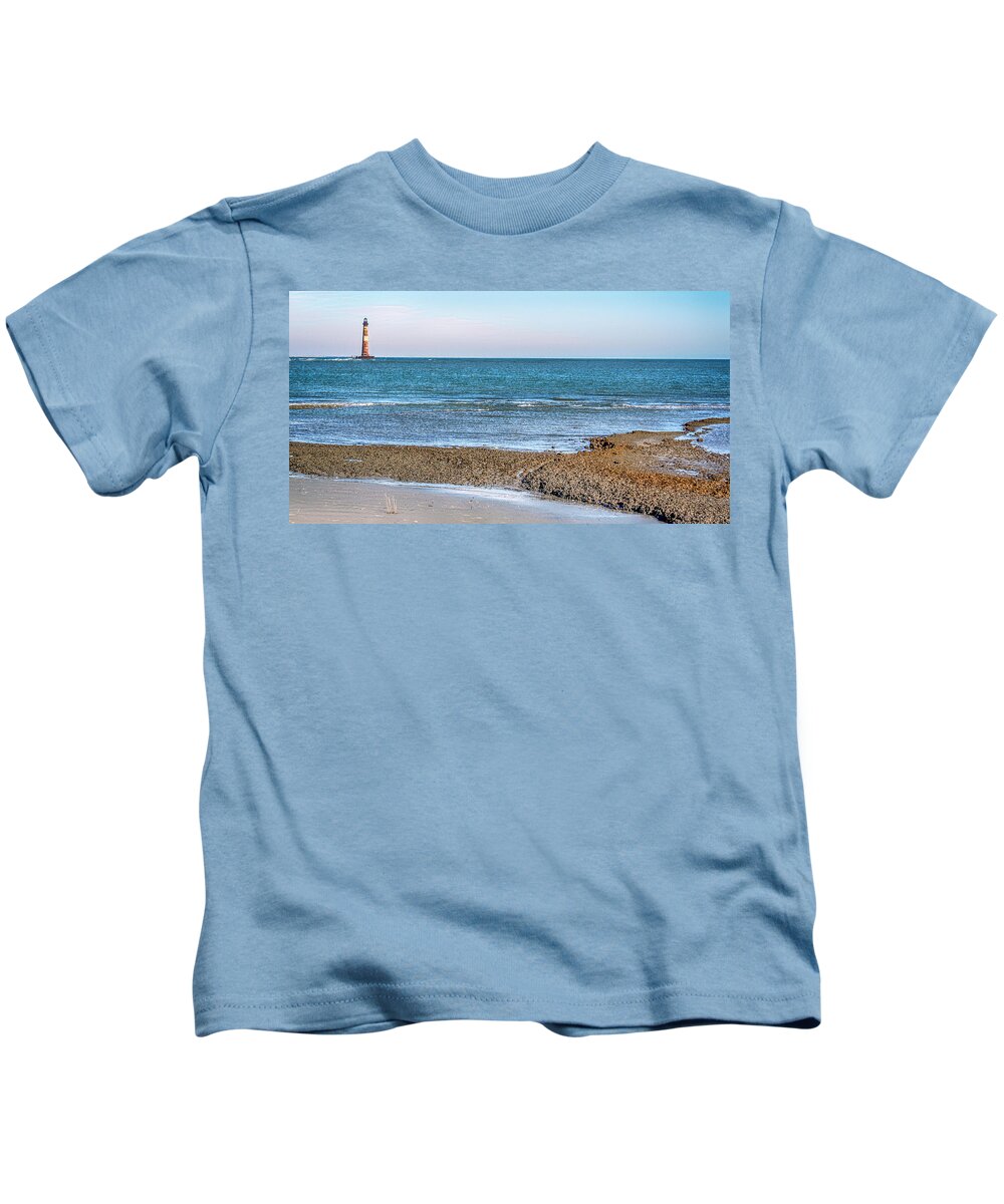 South Kids T-Shirt featuring the photograph Morris Island Lighthouse by WAZgriffin Digital
