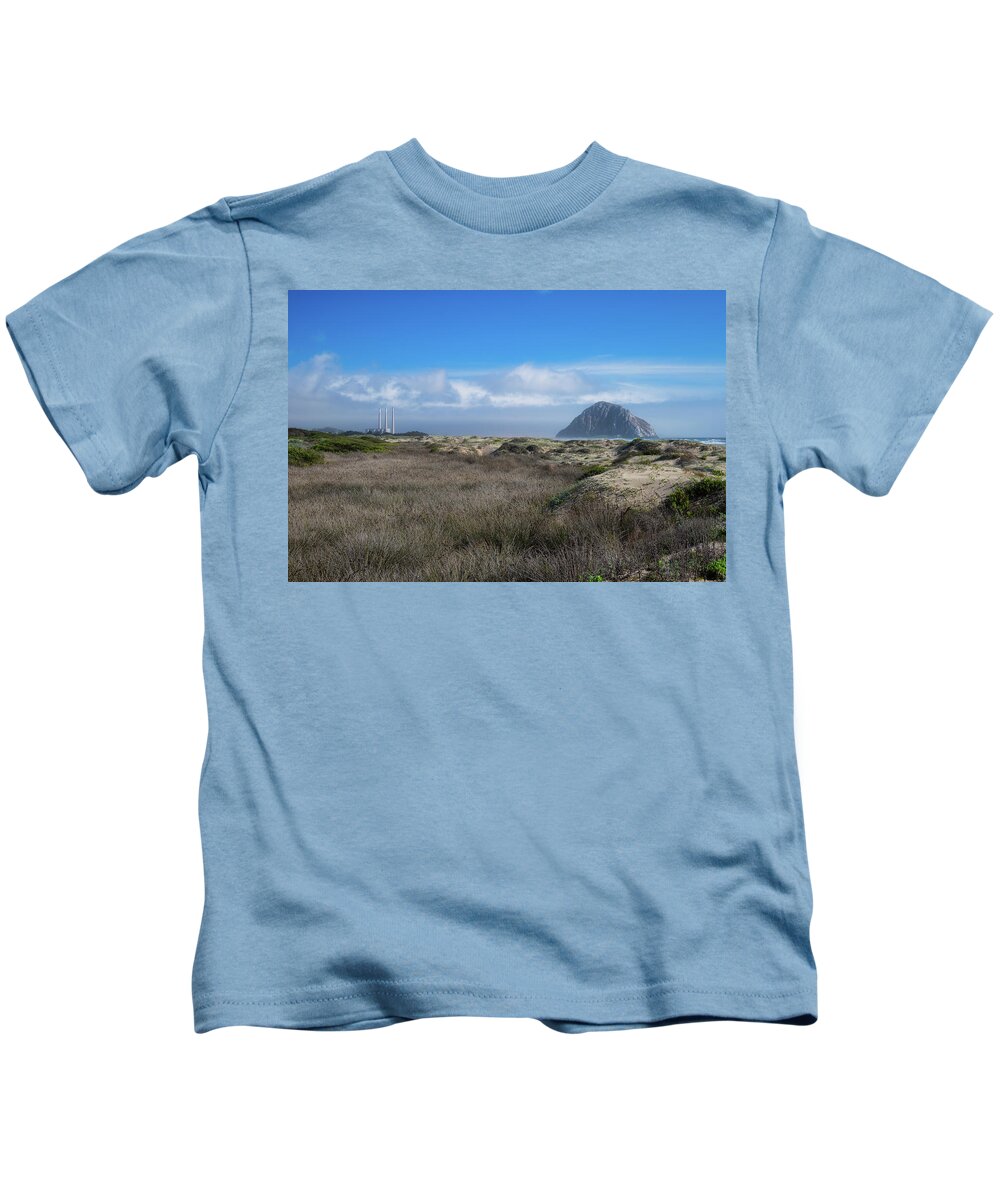 Morro Bay Kids T-Shirt featuring the photograph Morro Rock looking over Sand Dunes by Matthew DeGrushe
