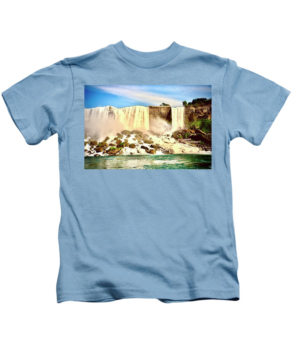 Niagara Falls Kids T-Shirt featuring the photograph Niagra Falls Waterfalls by Gordon James