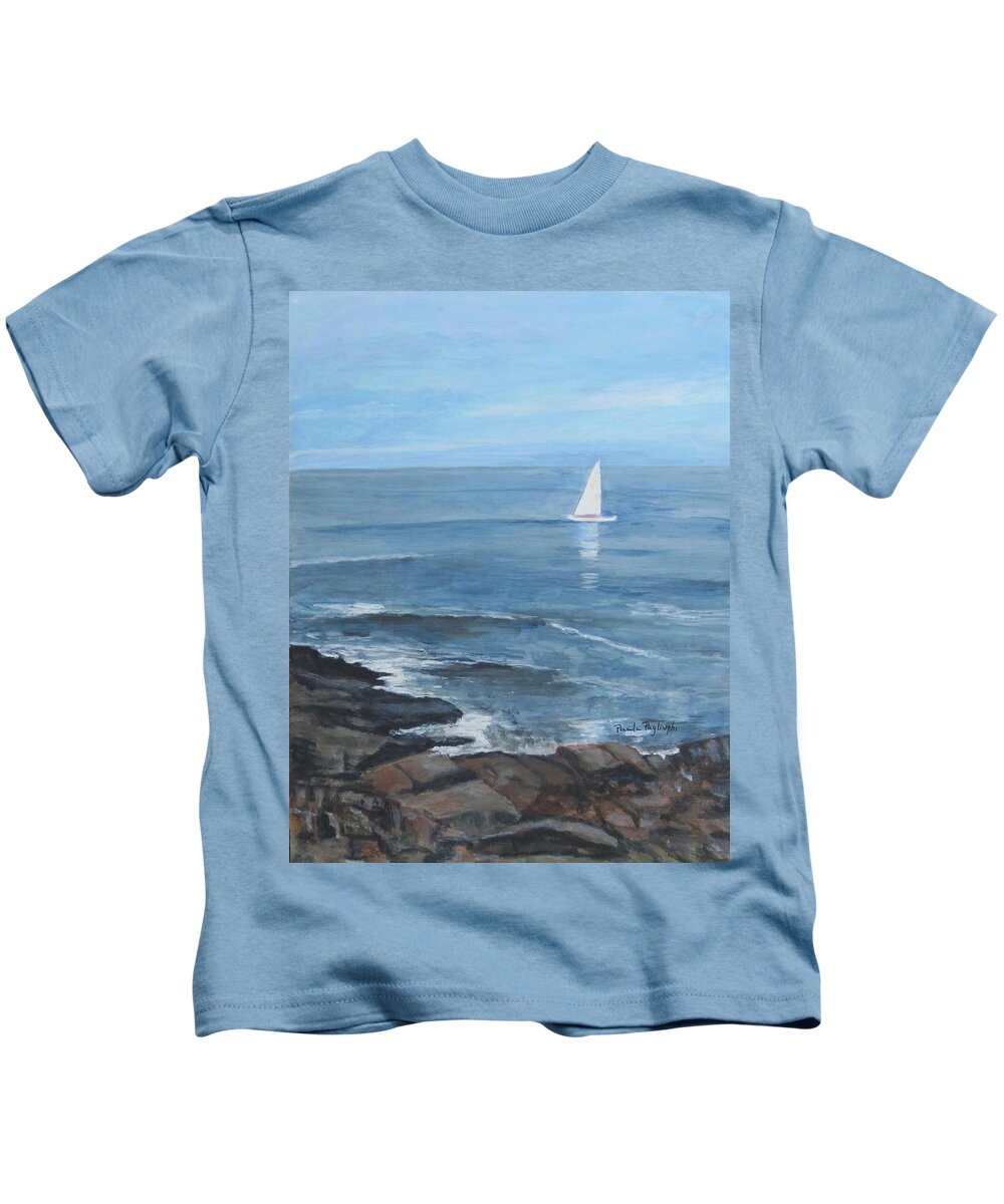 Painting Kids T-Shirt featuring the painting Ogunquit Sail by Paula Pagliughi