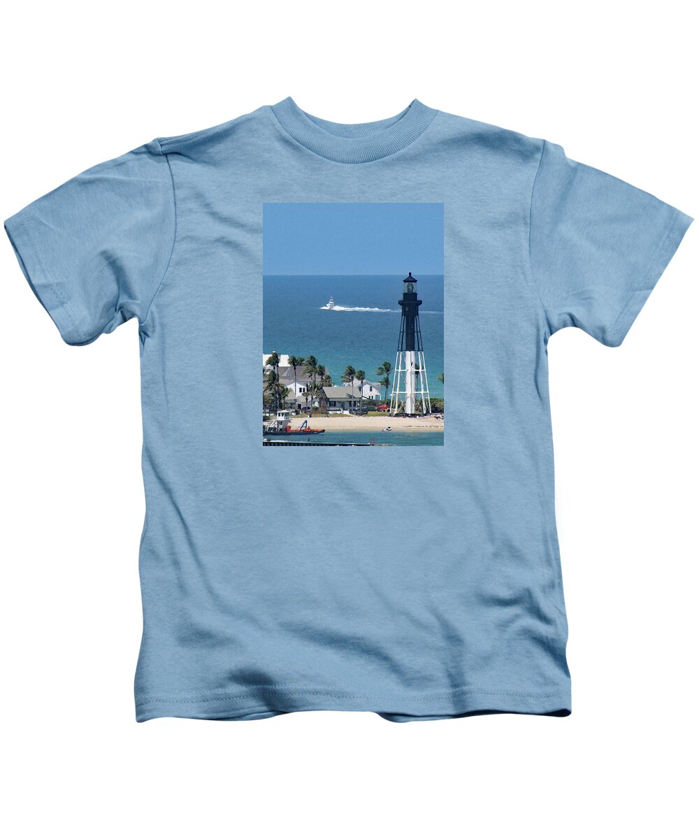 Fishing Kids T-Shirt featuring the photograph Out the Inlet at Hillsboro Beach by Corinne Carroll