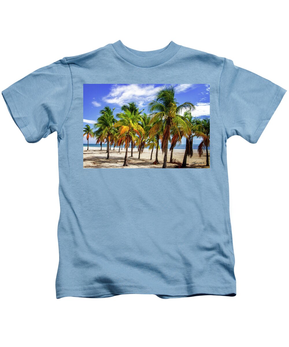 Color Kids T-Shirt featuring the photograph Palms on the Beach -2 by Alan Hausenflock