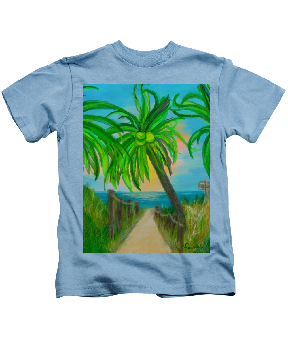 Paradise Kids T-Shirt featuring the painting Paradise by Christine Fournier