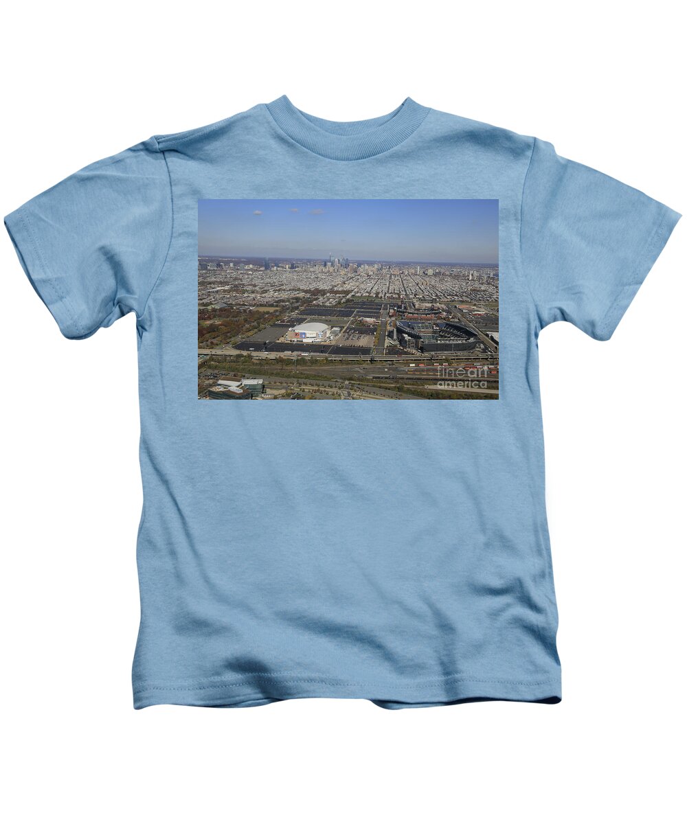 Sports Kids T-Shirt featuring the photograph Philadelphia sports and skyline by Julia Robertson-Armstrong