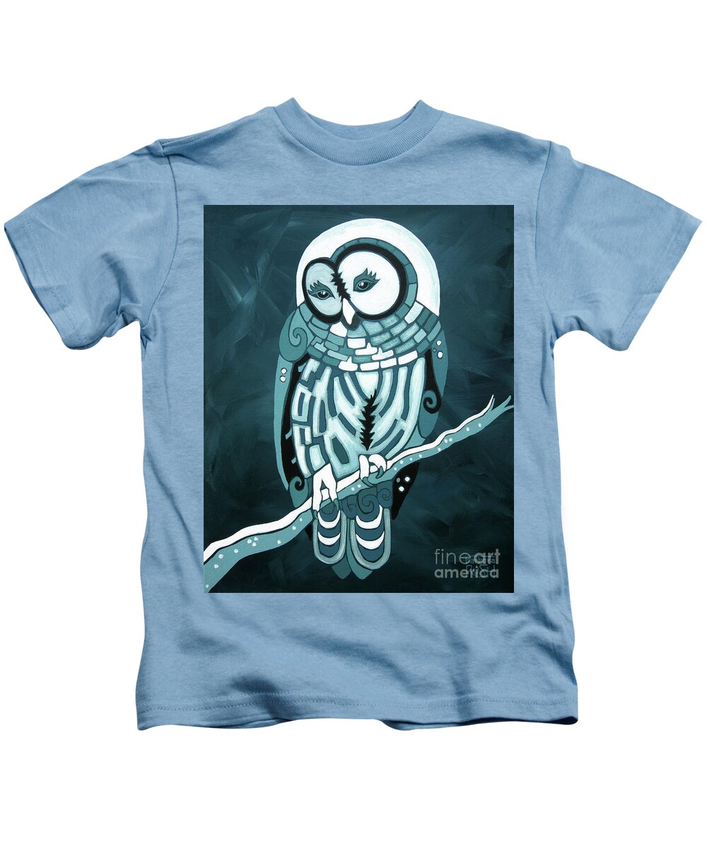 Barred Owl Art Kids T-Shirt featuring the painting Purity in the Moonlight by Barbara Rush