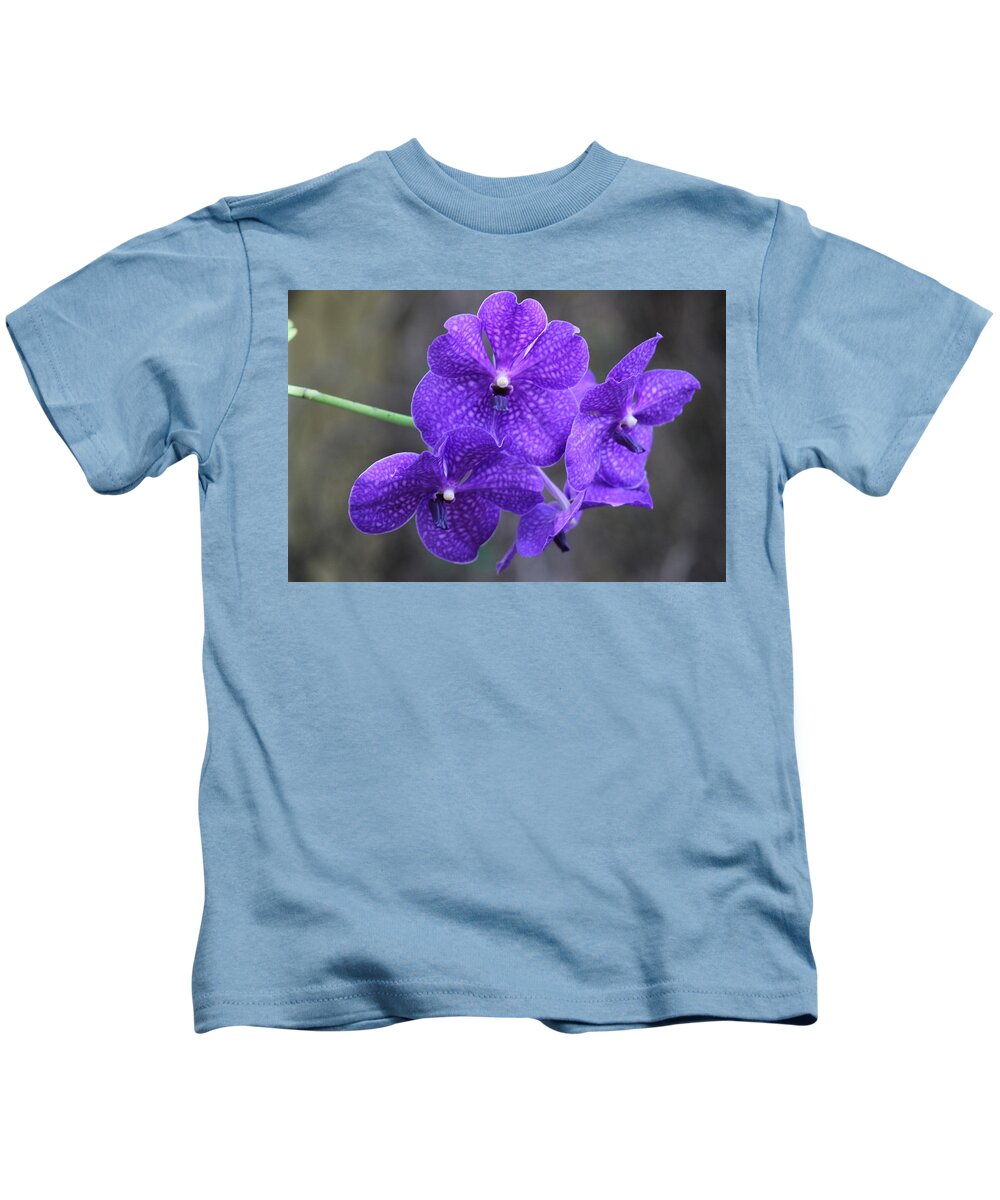 Purple Kids T-Shirt featuring the photograph Purple/Blue Orchid by Yvonne M Smith