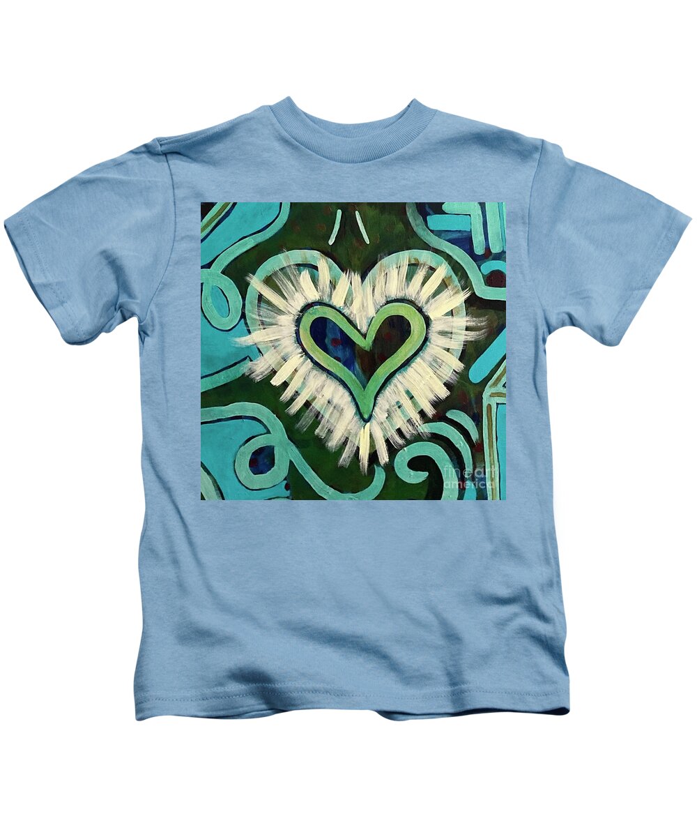 #heart #coherence #heartbrainconnection Kids T-Shirt featuring the painting Radiant Heart by Sylvia Becker-Hill