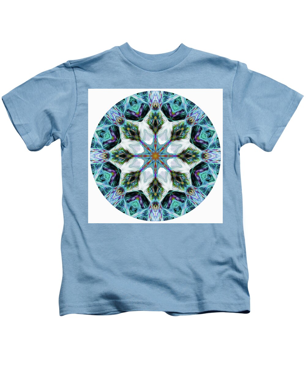 Mandala Kids T-Shirt featuring the digital art Rainbow Waterfall Mandala 1 by Beth Venner
