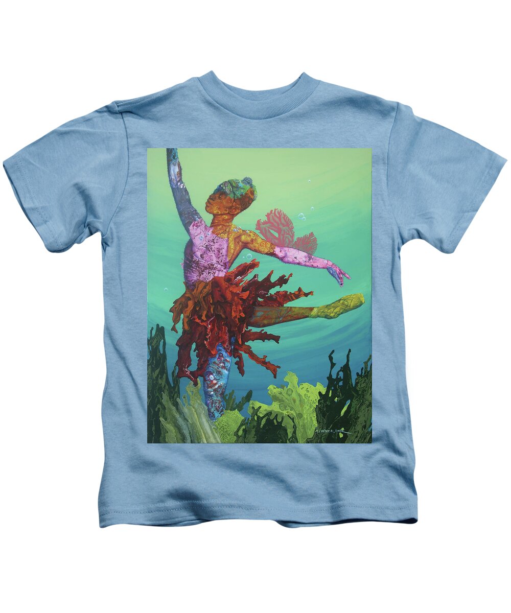 Ballet Kids T-Shirt featuring the painting Reef Dance by Marguerite Chadwick-Juner