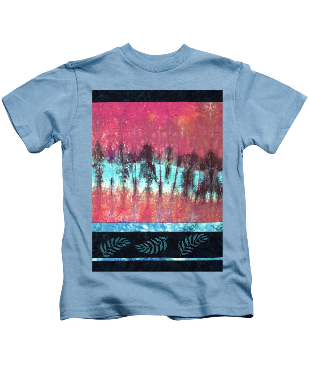 Fiber Art Kids T-Shirt featuring the mixed media Reflections 2 by Vivian Aumond