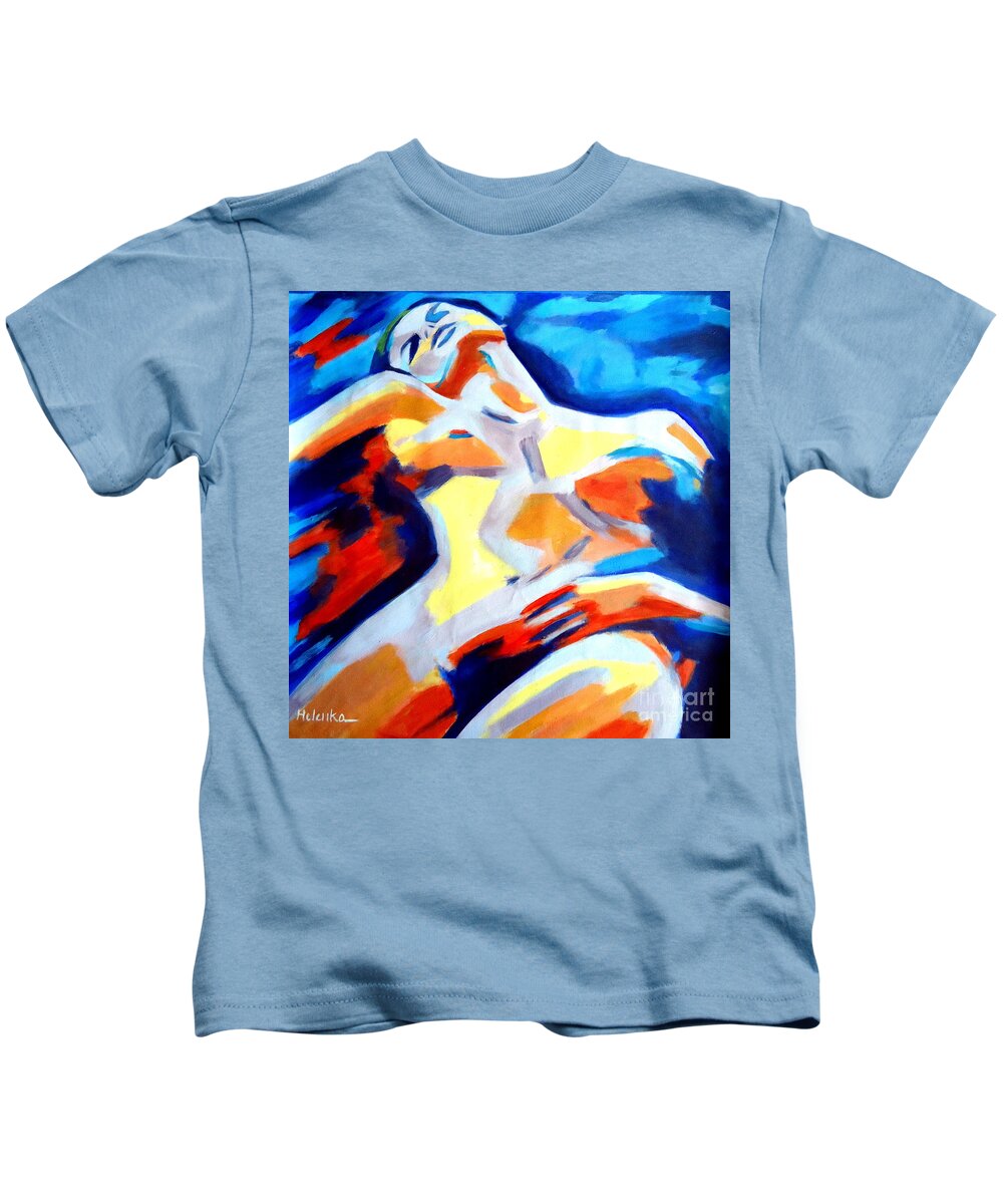 Nude Figures Kids T-Shirt featuring the painting Restful nude by Helena Wierzbicki