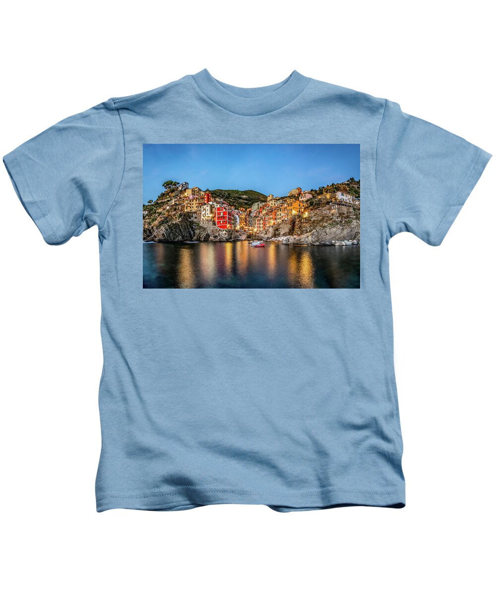 Cinque Terre Kids T-Shirt featuring the photograph Rio Maggiore Sunset by David Downs