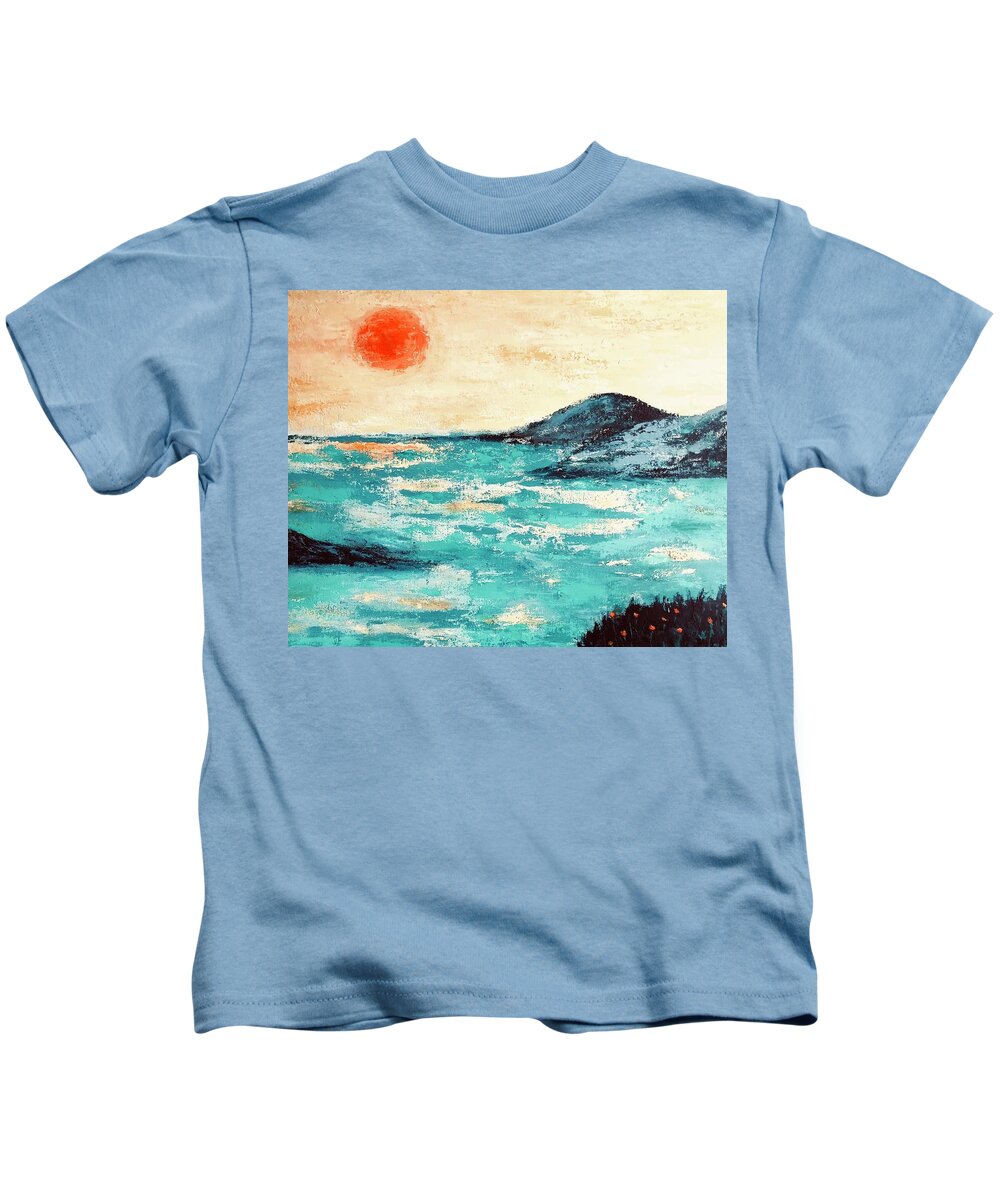 Riviera Kids T-Shirt featuring the painting Riviera Sun by Victoria Lakes