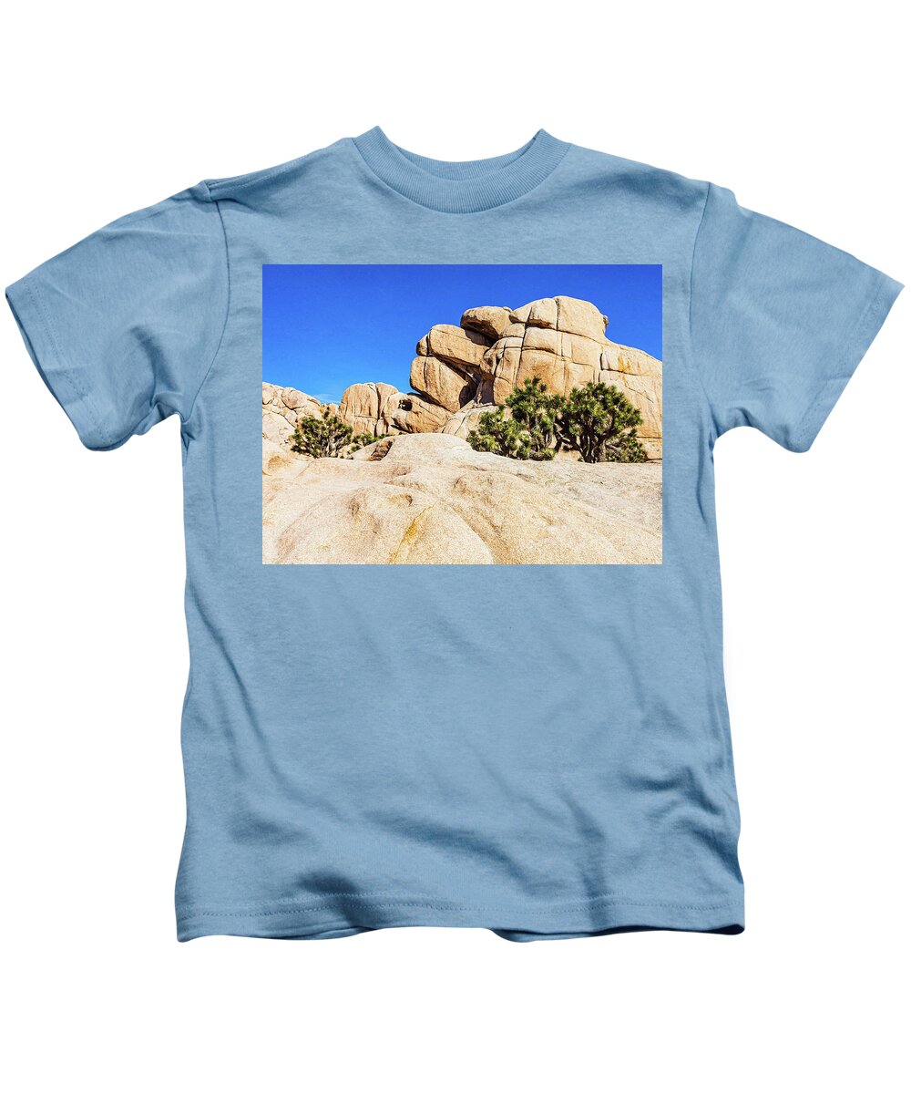 Landscapes Kids T-Shirt featuring the photograph Rocks In Joshua Tree Park by Claude Dalley