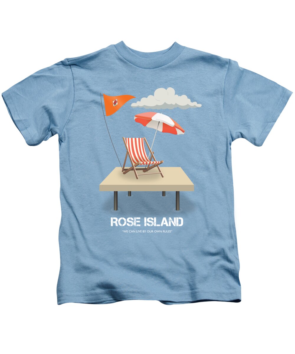 Rose Island Kids T-Shirt featuring the digital art Rose Island - Alternative Movie Poster by Movie Poster Boy