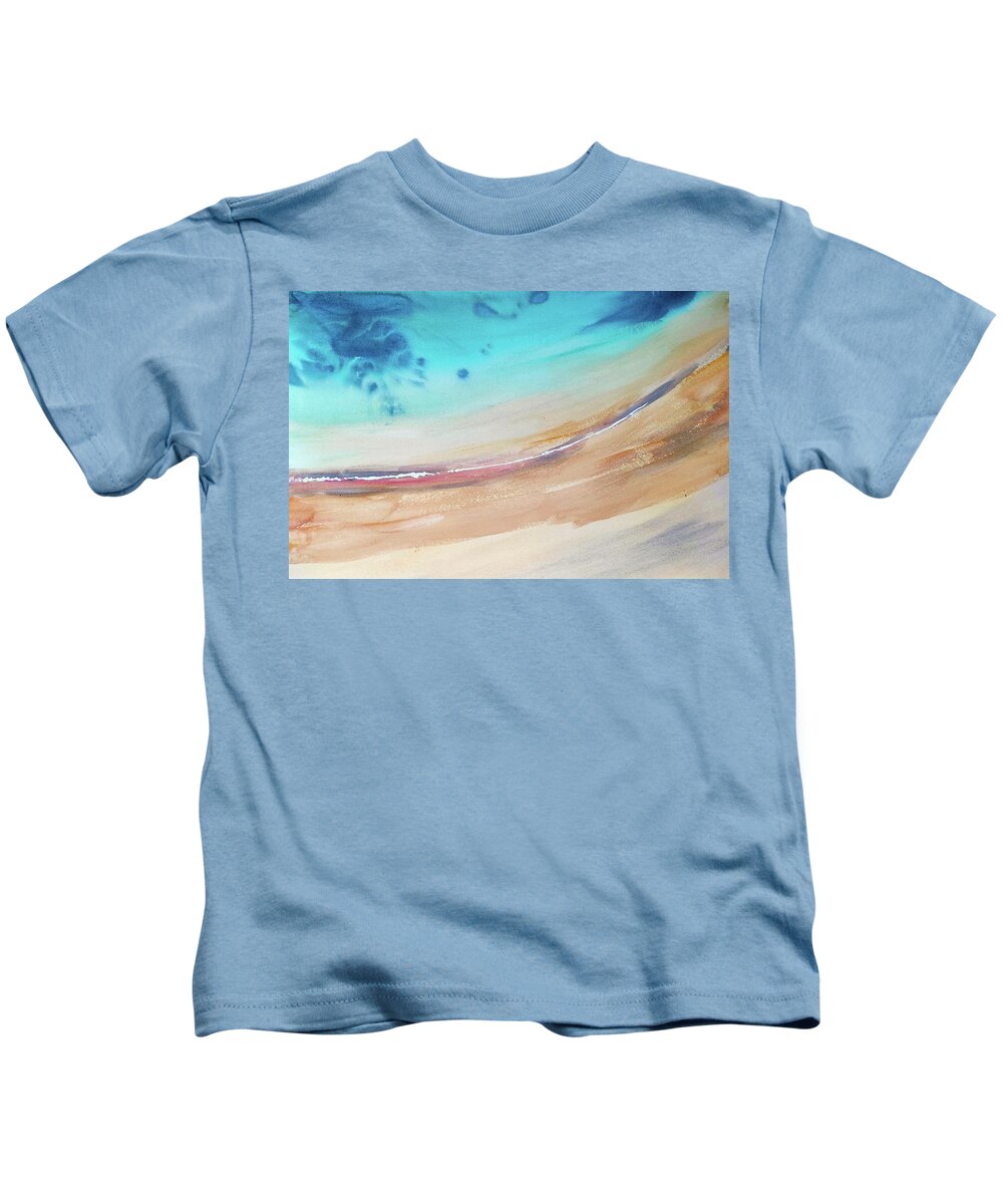 Bird's Eye Kids T-Shirt featuring the painting Seashore 1 by Ibolya Taligas