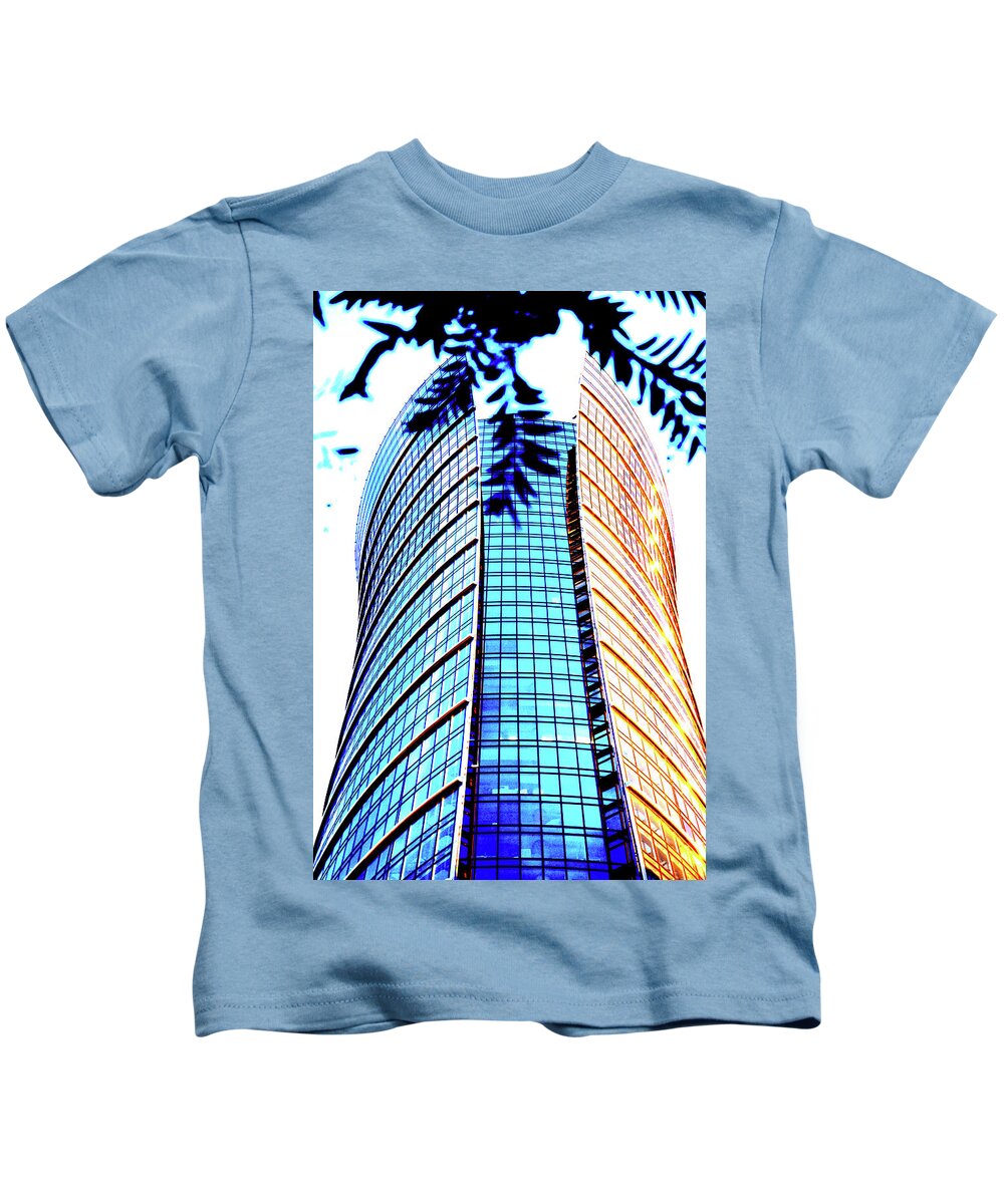 Skyscraper Kids T-Shirt featuring the photograph Skyscraper And Palm In Warsaw, Poland by John Siest