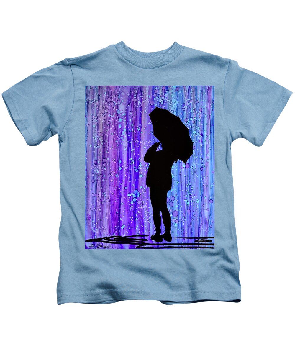 Spring Kids T-Shirt featuring the mixed media Spring Showers by Sonja Jones