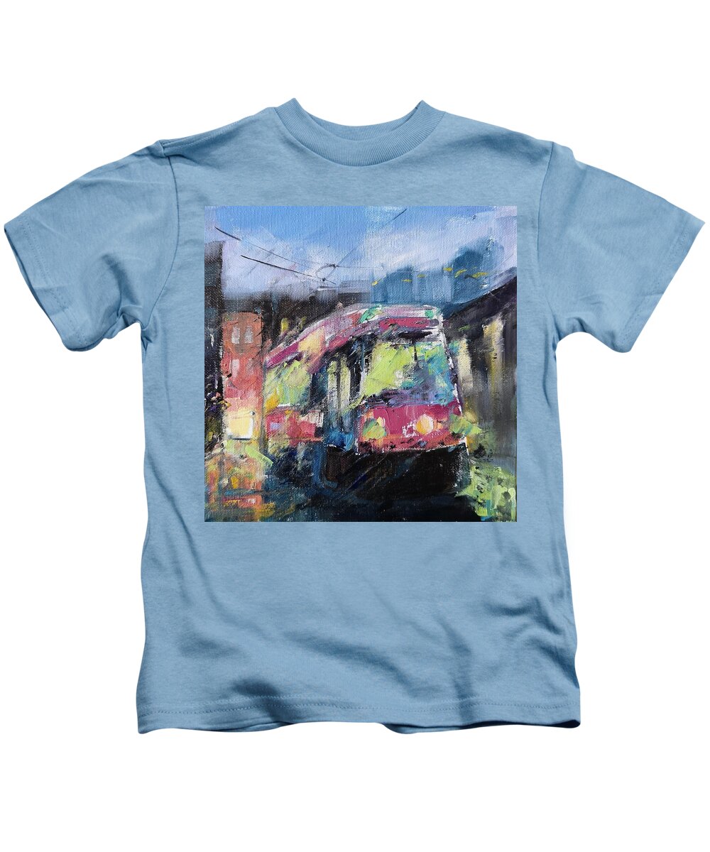 Streetcar Kids T-Shirt featuring the painting Streetcar 7pm by Sheila Romard
