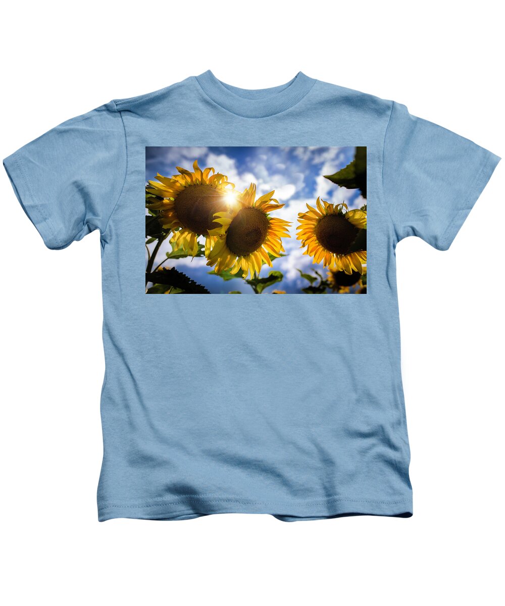 Sunflowers Kids T-Shirt featuring the photograph Sunflower Glory by Nicole Engstrom