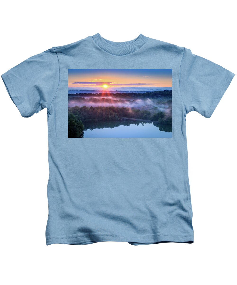 Berlinct Kids T-Shirt featuring the photograph Sunrise at Ragged Mountain, Berlin, CT v2 by Craig Szymanski