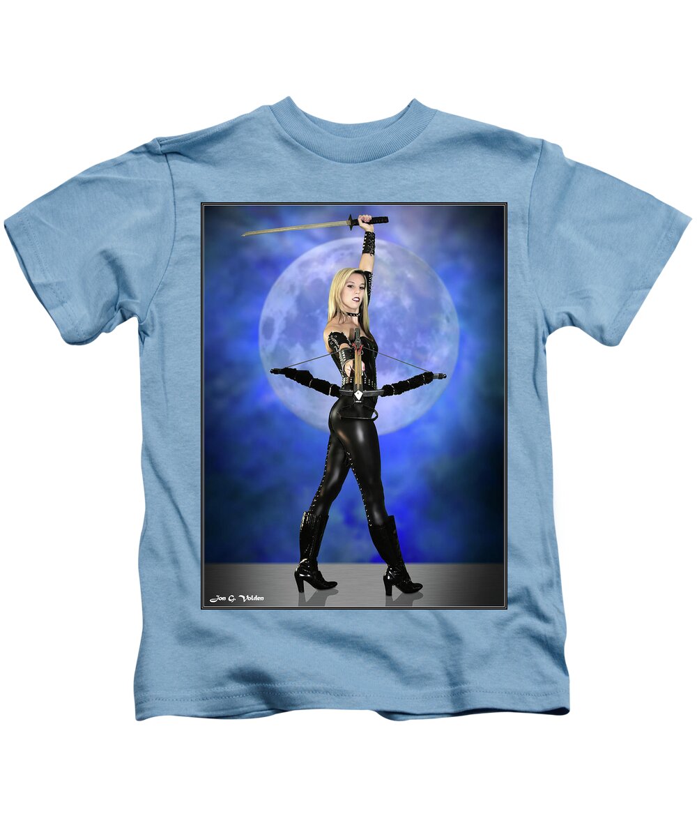 Sword Kids T-Shirt featuring the photograph Sword Crossbow Blue Moon by Jon Volden