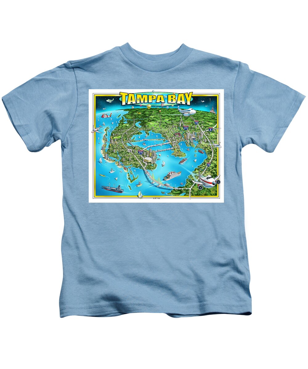 Florida Kids T-Shirt featuring the digital art Tampa Bay by Scott Ross