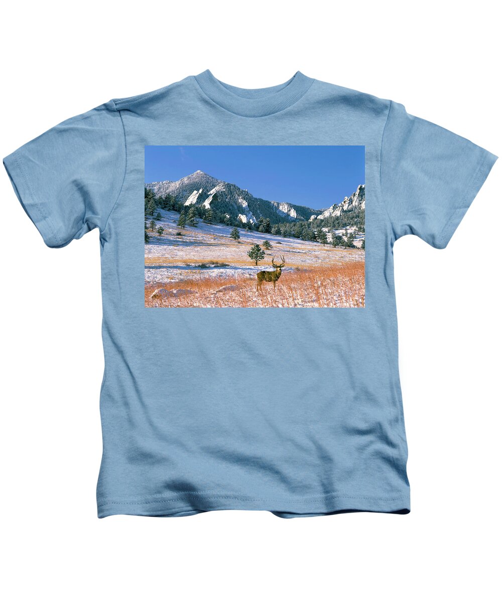 Color Image Kids T-Shirt featuring the photograph Thanksgiving Buck by Mark Miller