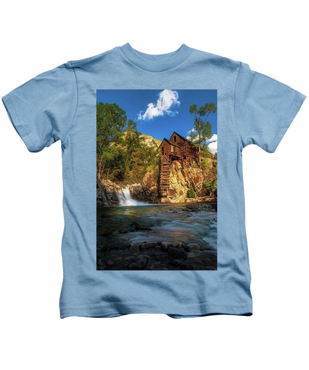 The Crystal Mill Kids T-Shirt featuring the photograph The Crystal Mill 1 by Bitter Buffalo Photography
