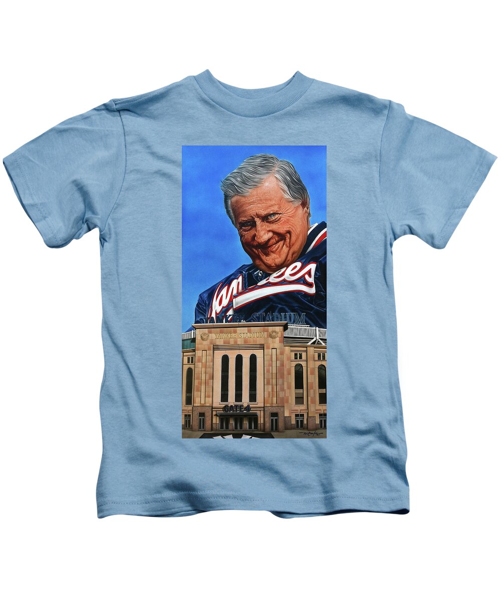 Yankees Kids T-Shirt featuring the painting The House That George Built by Dan Menta
