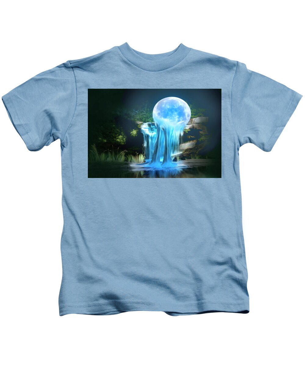 Digital Art Work Kids T-Shirt featuring the photograph The Moon Has Fallen by Sandra J's