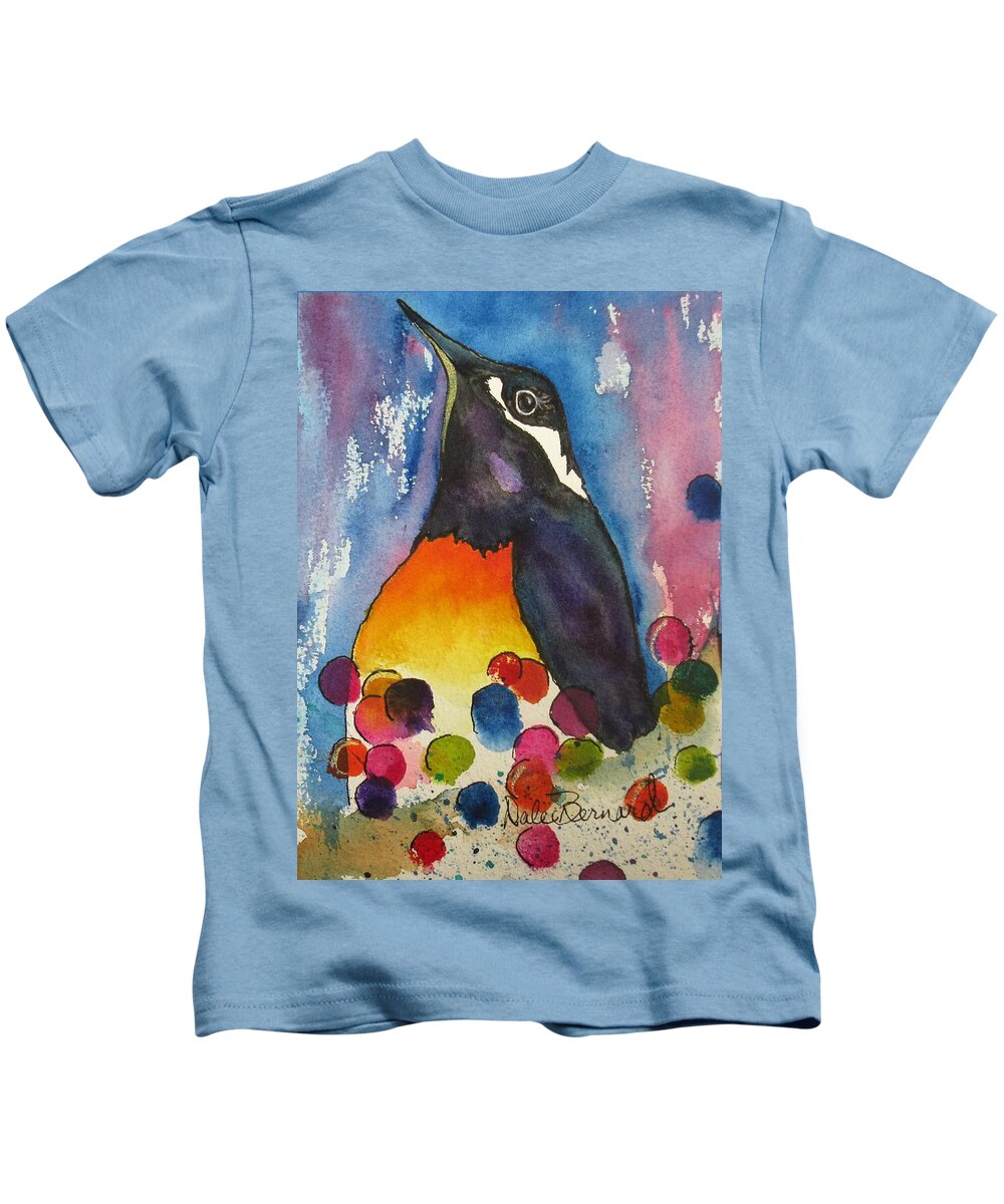Penguin Kids T-Shirt featuring the painting The Pomp Of A Party Penguin by Dale Bernard