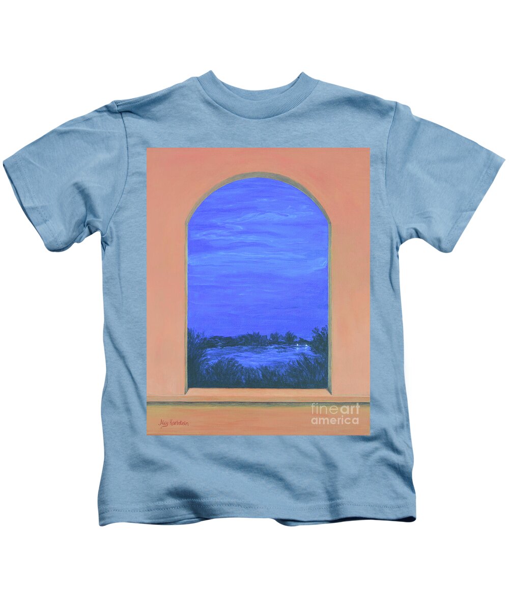 Open Kids T-Shirt featuring the painting Through The Open Window by Aicy Karbstein