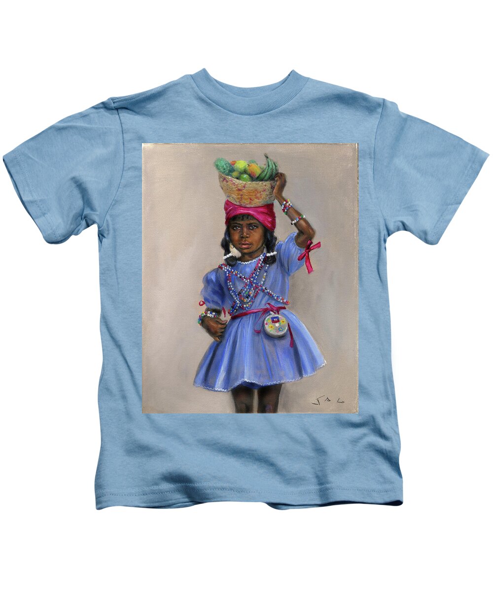 Haiti Kids T-Shirt featuring the painting Tifi Haiti by Jonathan Gladding