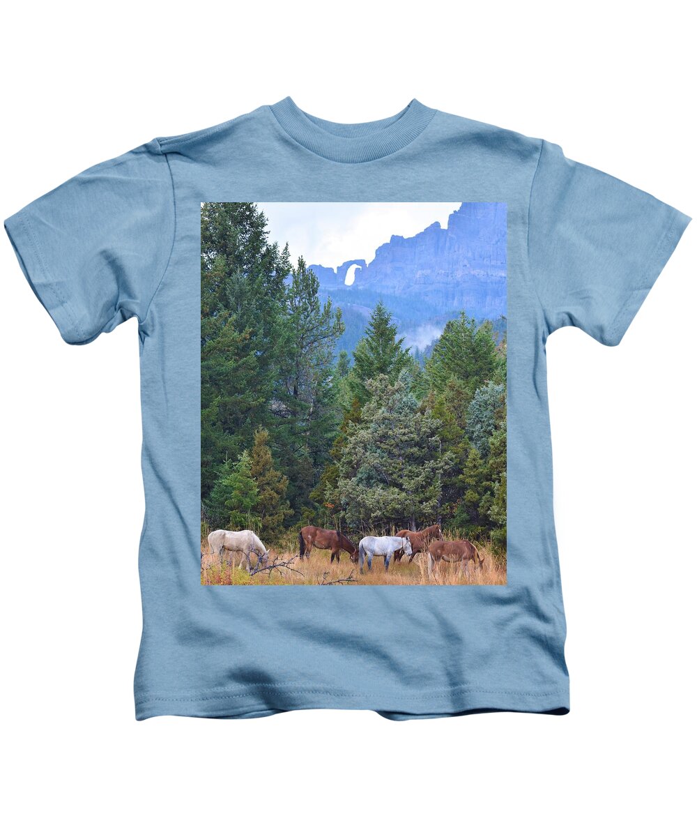 Western Art Kids T-Shirt featuring the photograph Under the Eagle by Alden Ballard