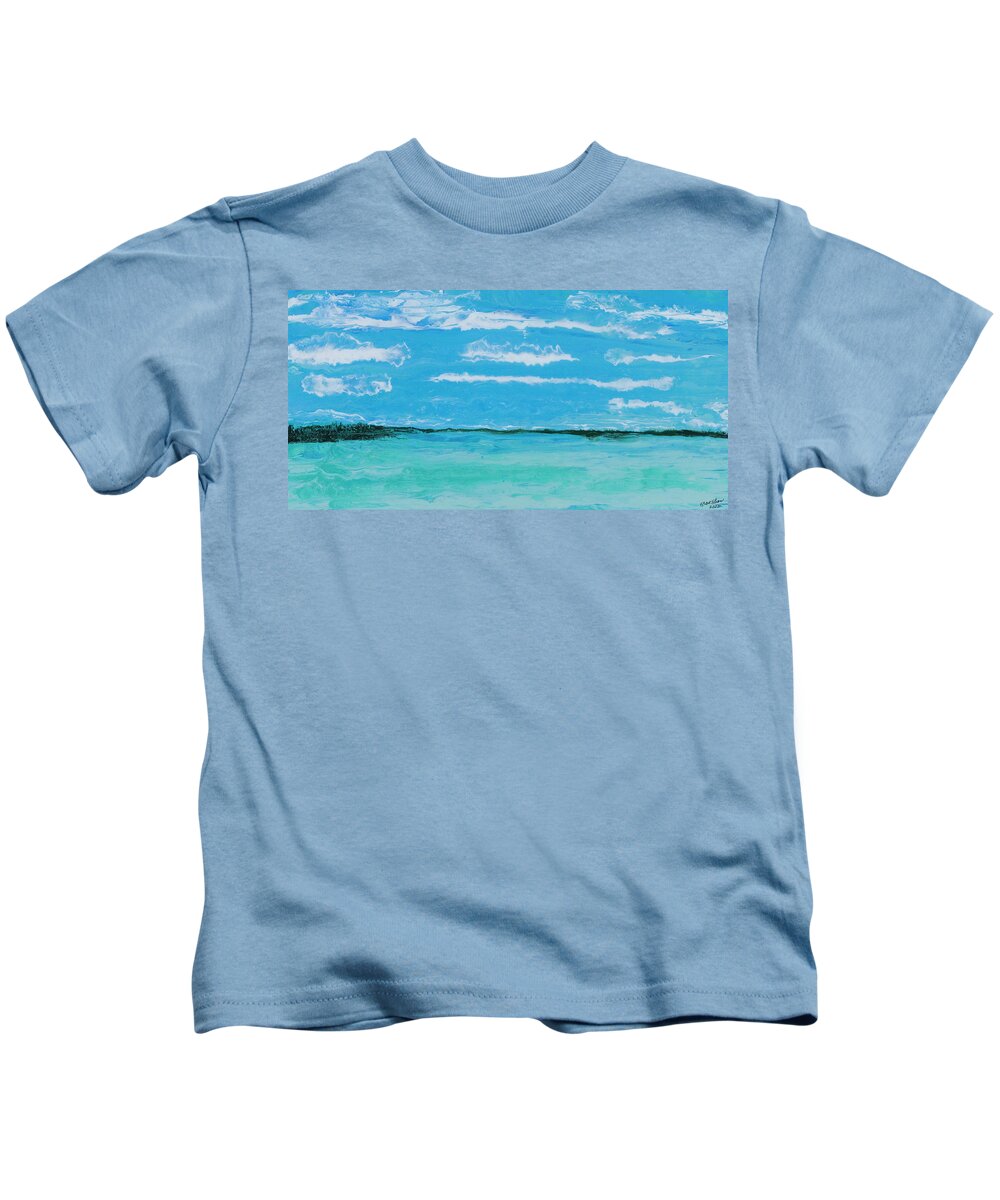Seascape Kids T-Shirt featuring the painting West Harbor Key Channel by Steve Shaw
