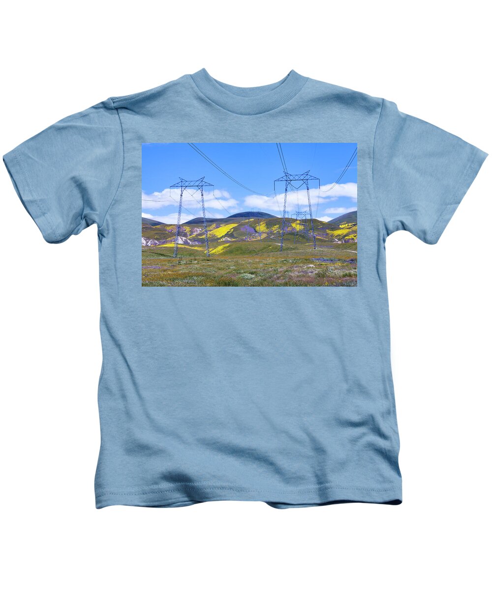 Power Lines Kids T-Shirt featuring the photograph Wildflower Power by Rick Pisio