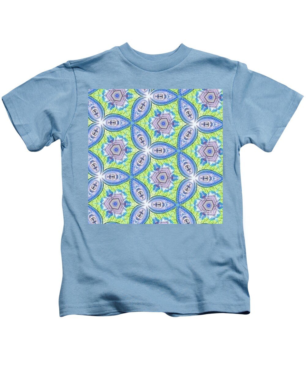 Blue Kids T-Shirt featuring the digital art Wowww Blue Green by Designs By L