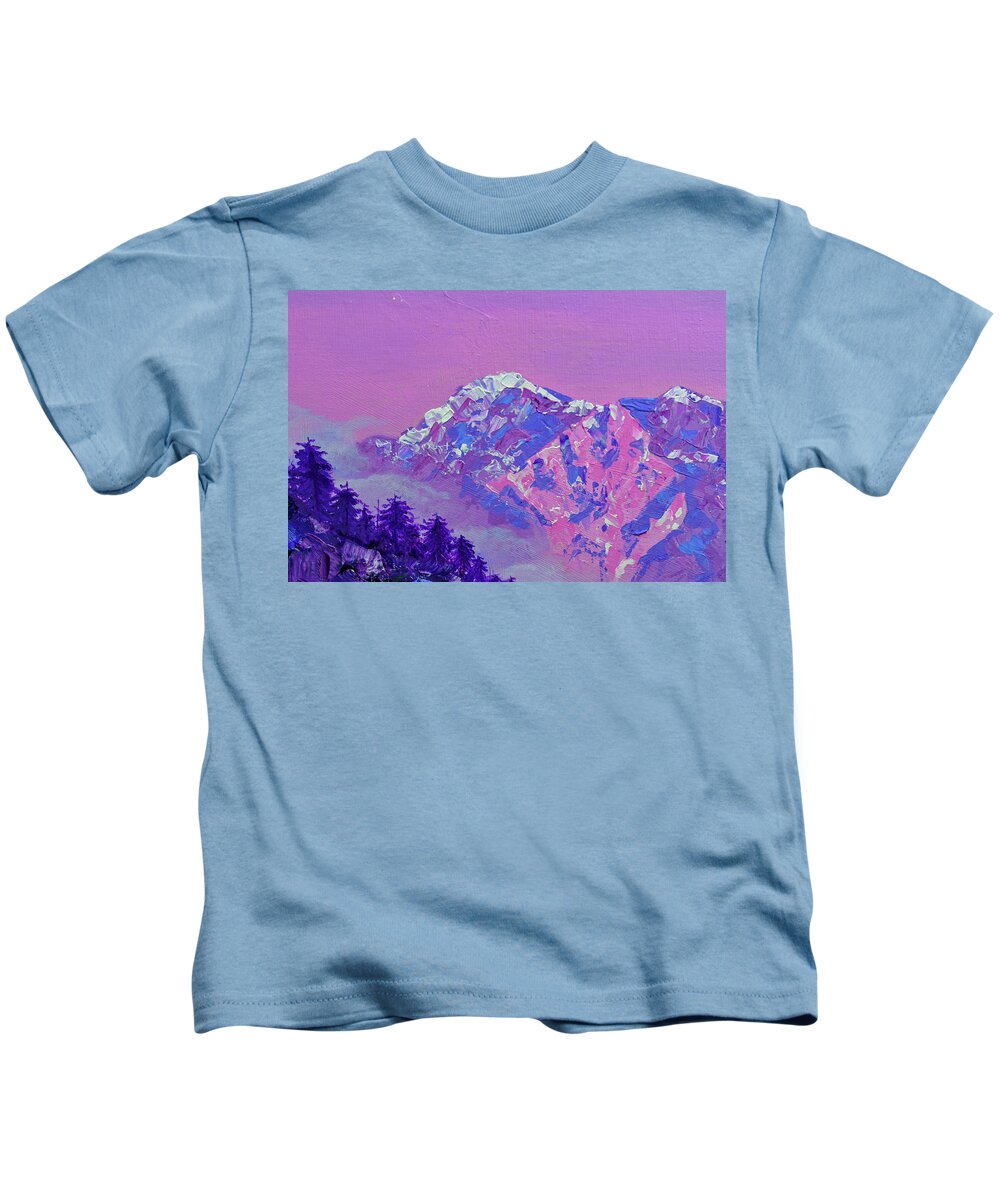 Mountain Kids T-Shirt featuring the painting Your World Mountain Fragment by Ashley Wright