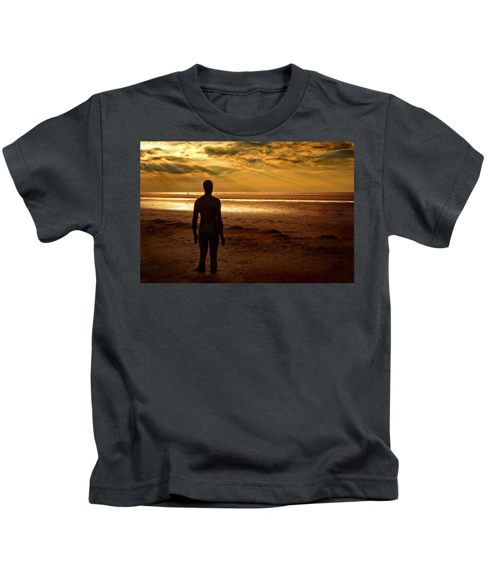 Antony Gormley Kids T-Shirt featuring the photograph Another Place Number 8 by Meirion Matthias